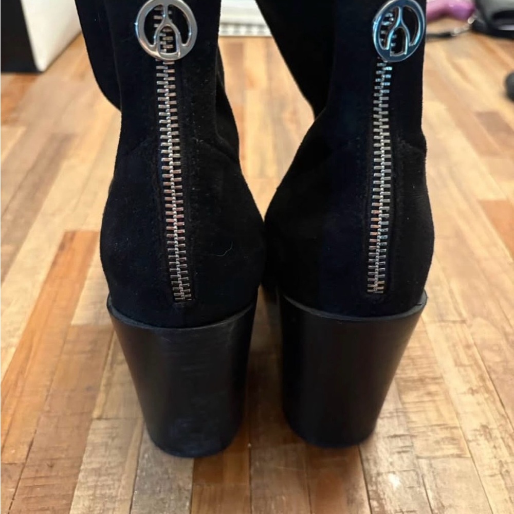 Wishbone Black Heeled Boots - Picture 2 of 3